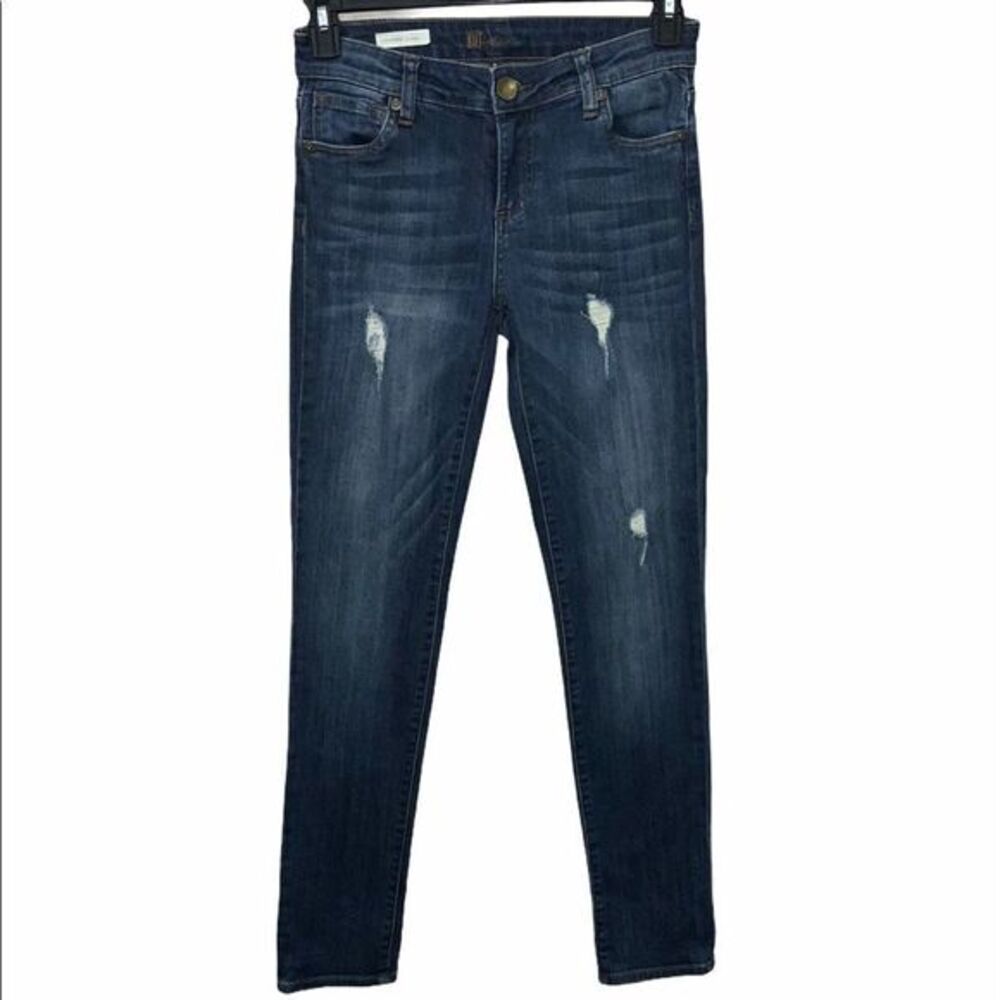 Kut from the Kloth Denim Skinny Jeans Distressed Dark Wash Stretch size 0